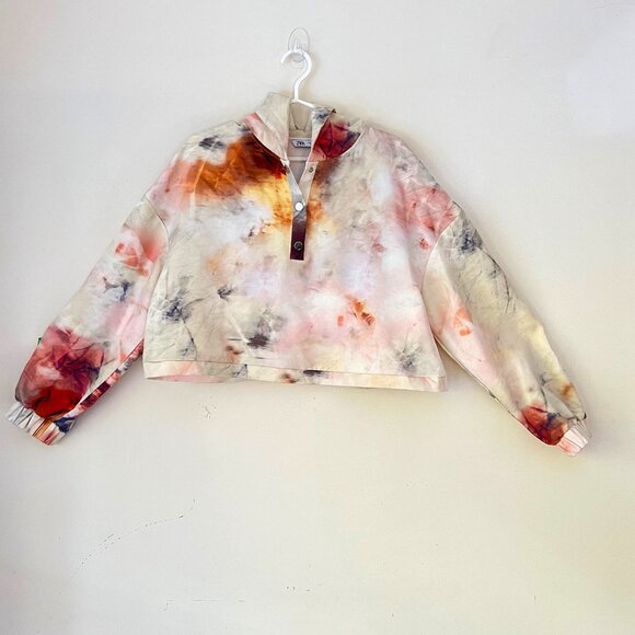 NEW Zara Tie Die Cropped Hoodie Top, Size L (Oversized) - Picture 9 of 16